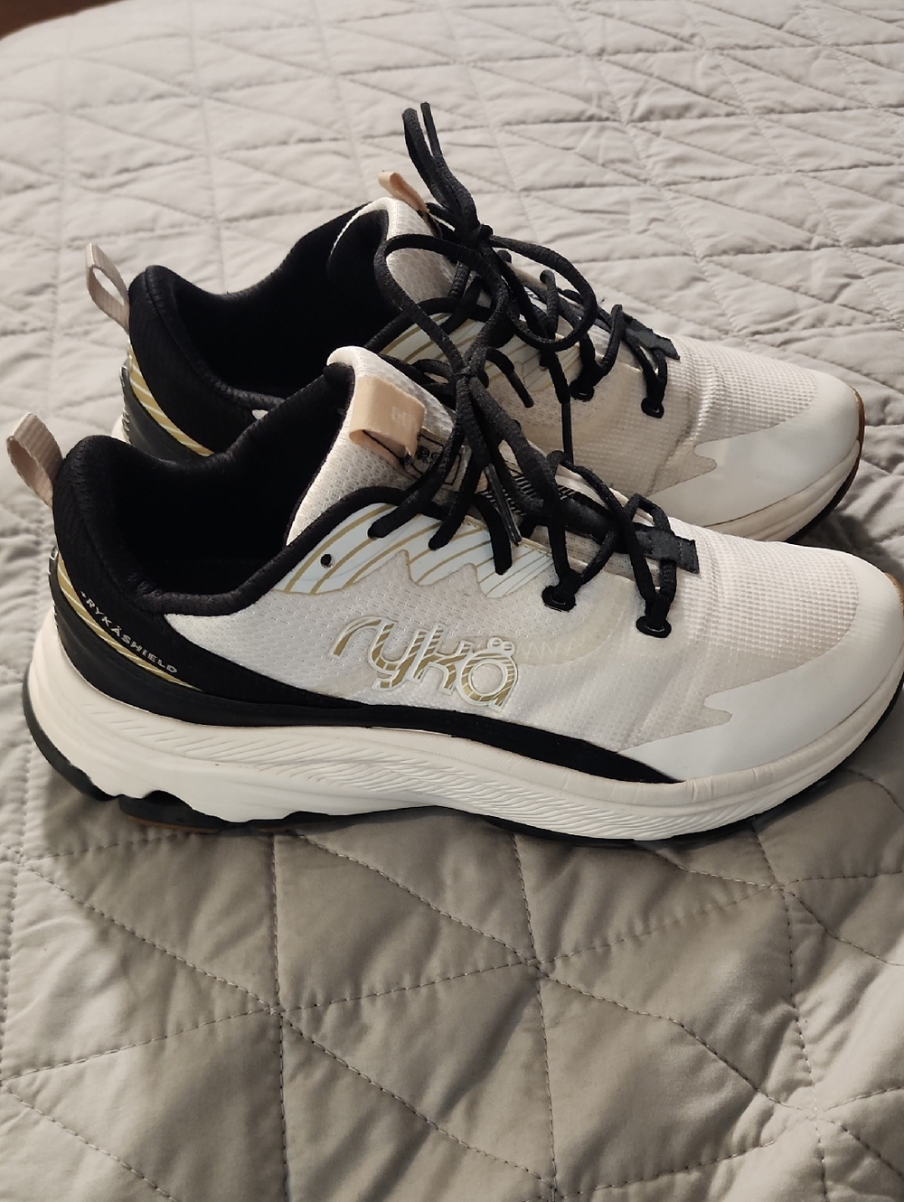 Ryka White Black Sneakers with Gold Logo